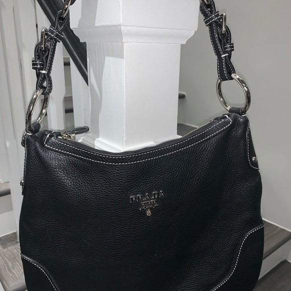 Prada Vitello Daino Black Leather Hobo Bag - Picture 4 of 10